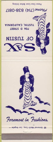 Matchbook Cover - Sax of Tustin CA girlie women's clothes