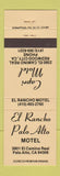 Matchbook Cover - El Rancho Motel Palo Alto CA Redwood City