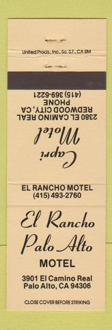 Matchbook Cover - El Rancho Motel Palo Alto CA Redwood City