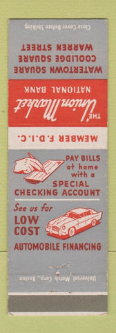 Matchbook Cover - Union Market National Bank Boston MA