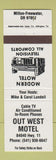 Matchbook Cover - Out West Motel Milton Freewater OR