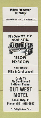 Matchbook Cover - Out West Motel Milton Freewater OR