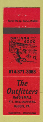 Matchbook Cover - The Outfitters Hunting DuBois PA Sporting Goods RED