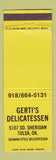 Matchbook Cover - Gerti's Delicatessen Tulsa OK German deli