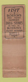 Matchbook Cover - Adamo Drug Company Boston MA FEDERAL LONG WEAR
