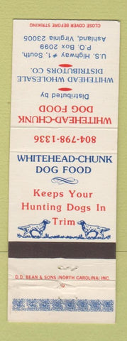 Matchbook Cover - Whitehead Chunk Dog Food Ashland VA