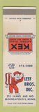 Matchbook Cover - Kex Leef Bros Callaway Mills Towel Minneapolis MN