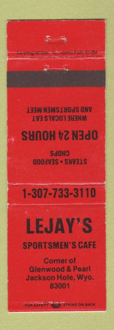 Matchbook Cover - Lejay's Sportsmen's Cafe Jackson Hole WY WEAR