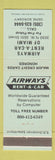 Matchbook Cover - Airways Rental Cars Miami FL