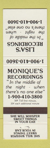 Matchbook Cover - Monique's Recordings Phone Sex Lisa's