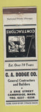 Matchbook Cover - CA Dodge Contractors Builders Cambridge MA