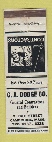 Matchbook Cover - CA Dodge Contractors Builders Cambridge MA