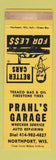 Matchbook Cover - Prahl's Garage Northport WI WEAR