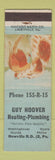 Matchbook Cover - Guy Hoover Plumbing Heating Newville PA