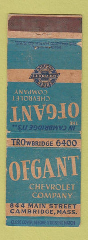 Matchbook Cover - Ofgant Chevrolet Cambridge MA WORN