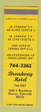 Matchbook Cover - Broadway Motel Denver Colorado