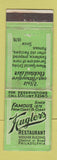 Matchbook Cover - Kugler's Restaurant Philadelphia PA WEAR