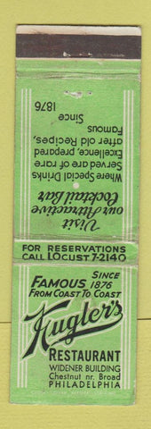 Matchbook Cover - Kugler's Restaurant Philadelphia PA WEAR