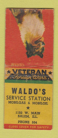 Matchbook Cover - Waldo's Mobil oil gas Salem IL low phone # BOBTAIL WEAR