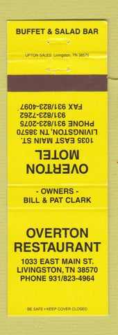 Matchbook Cover - Overton Motel Restaurant Livingston TN