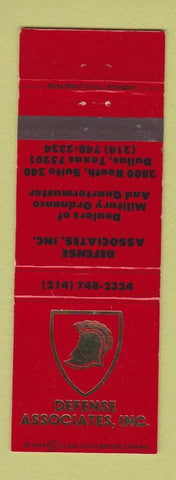 Matchbook Cover - Defense Associates Military Ordnance Dallas TX