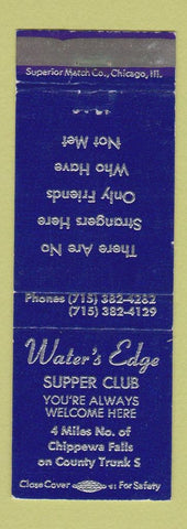 Matchbook Cover - Water's Edge Supper Club Chippewa Falls WI