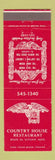 Matchbook Cover - Country House Restaurant Scituate MA