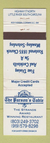 Matchbook Cover - The Parson's Table Little River SC