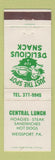 Matchbook Cover - Central Lunch Weissport PA
