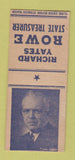 Matchbook Cover - Richard Yates Rowe State Treasurer election IL BOBTAIL WEAR