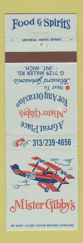 Matchbook Cover - Mister Gibby's Restaurant Flint MI WEAR