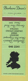 Matchbook Cover - Barbara Dean's Restaurant Ogunquit ME