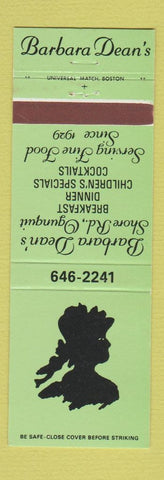 Matchbook Cover - Barbara Dean's Restaurant Ogunquit ME