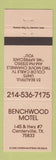 Matchbook Cover - Benchwood Motel Centerville TX
