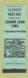 Matchbook Cover - Tim's Meat Market Summerside PEI PE
