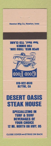 Matchbook Cover - Desert Oasis Steak House Blythe CA
