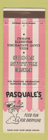Matchbook Cover - Pasquale's Restaurant Italian Birmingham AL