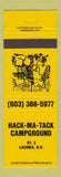 Matchbook Cover - Hack Ma Tack Campground Laconia NH