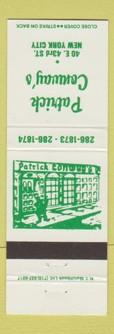 Matchbook Cover - Patrick Conway's New York City