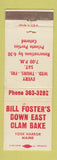 Matchbook Cover - Bill Foster's Down East Clam Bake York Harbor ME