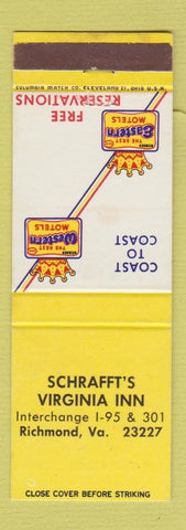 Matchbook Cover - Best Western Schrafft's Virginia Inn Richmond VA