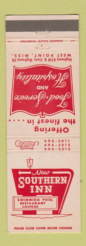 Matchbook Cover - Southern Inn West Point MS