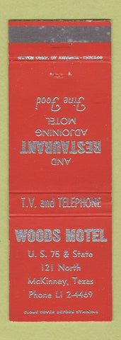 Matchbook Cover - Woods Hotel McKinney TX
