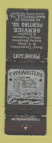Matchbook Cover - Service Printing Martinsville VA low phone # WORN