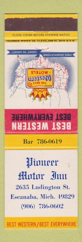 Matchbook Cover - Pioneer Motor Inn Escanaba MI Best Western