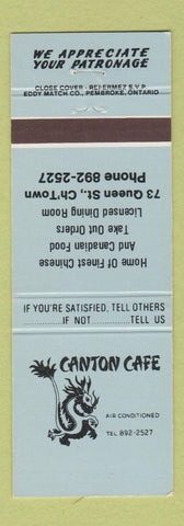 Matchbook Cover - Canton Cafe Chinese Toronto? ON