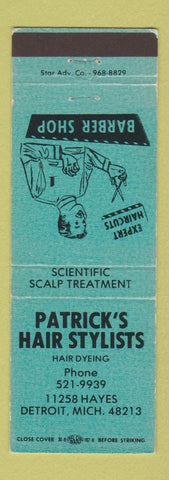 Matchbook Cover - Patrick's Hair Salon Detroit MI