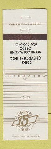 Matchbook Cover - Crest Chevrolet North Conway NH 75th