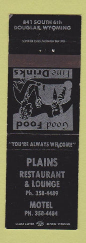 Matchbook Cover - Plains Restaurant Lounge Motel Douglas WY