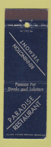 Matchbook Cover - Paradise Restaurant Bennington VT